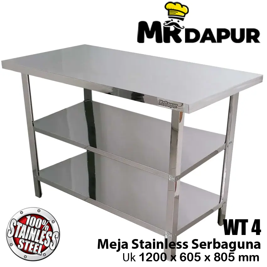 WORK TABLE MEJA KERJA STAINLESS MRDAPUR WT 4 ORIGINAL