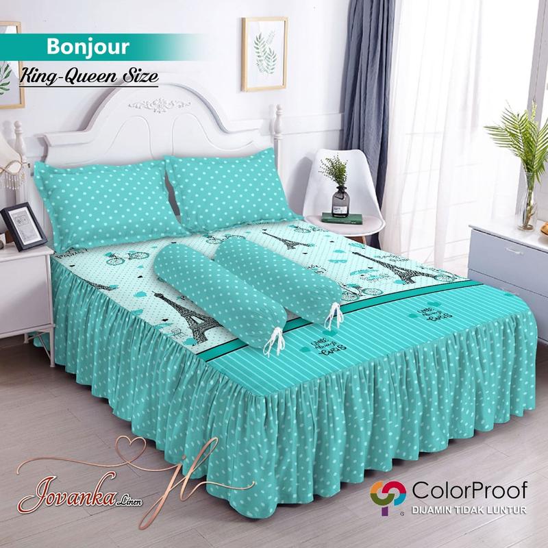 Jovanka Sprei Rumbai & Sprei Tinggi 30 Motif Bonjour KING 180 & QUEEN 160 0