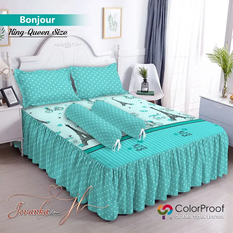 Jovanka Sprei Rumbai & Sprei Tinggi 30 Motif Bonjour KING 180 & QUEEN 160 0