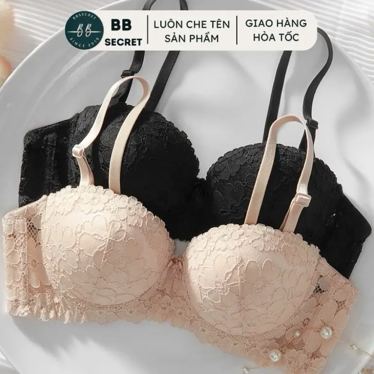 Áo Lót Ren Nữ Quả Ngang Đệm Dày by BB Secret AL01 aolotnu dolot noiynu aolot chongtuot aolotren Tua Rua Bra chỉ giặt tay ngực đồ có gọng ao nguc nu