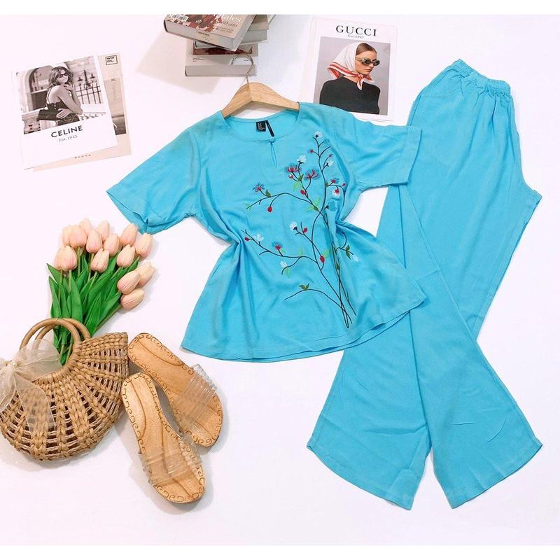 Quần dài tay ngắn form rộng mặc cực mát thoải mái phụ hợp cho mặc ở nhà và ra đường Nữ Women 2