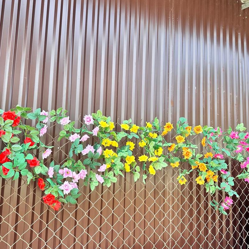 Dây hoa Hồng 2,3 mét , 19 bông hoa , 20 lá chất liệu lụa , trang trí nhà cửa , quán cà phê , sân vườn , hàng rào , ban công ... décor theo ý thích Decor Phòng