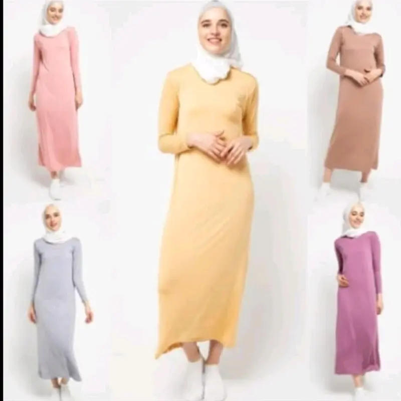 INNER DRESS MANSET LENGAN PANJANG BAHAN SPANDEK JERSEY PREMIUM Dalaman Wanita Muslim Tebal 7