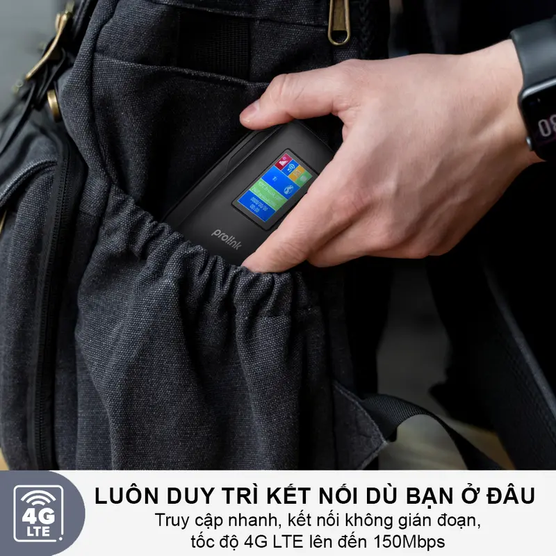 Bộ phát Wifi di động PROLiNK DL7202 4G LTE 150Mbps, pin 3100mAH, TFT 1.44", hỗ trợ 185 quốc gia - Mobile 2