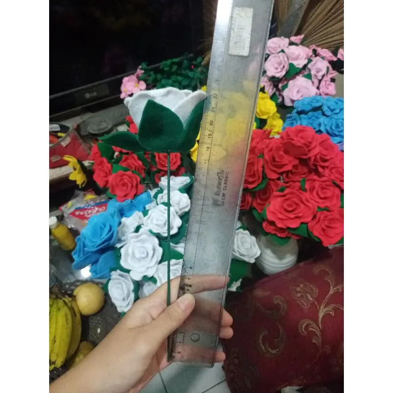 Bunga Mawar Flanel / Rose Flanel satuan 6