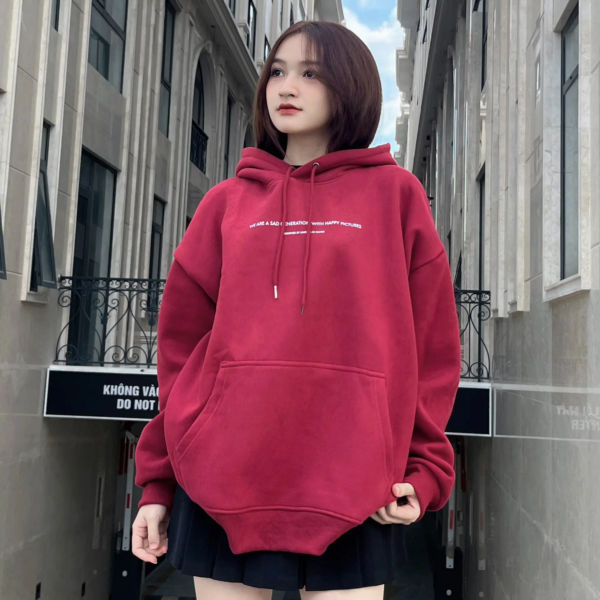 Áo hoodie nỉ bông form rộng DEUNCOOL Basic Ver 1.0 Nữ Women