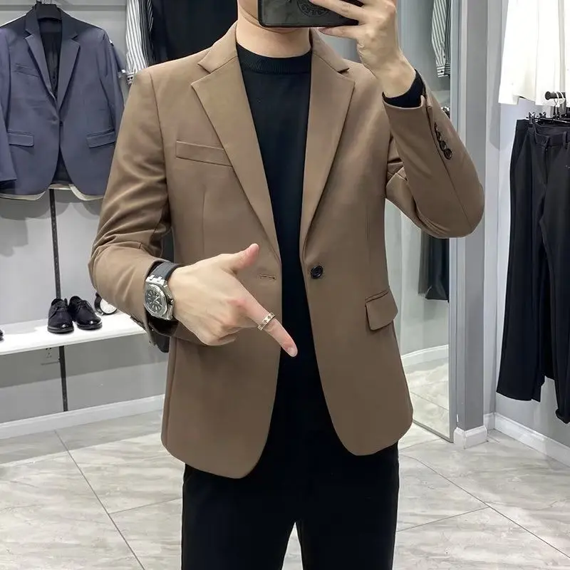 Áo Khoác Vest Nhỏ Cho Nam, Bộ Đồ Thường Ngày Hàng Mới Về Mùa Xuân Và Mùa Thu 2023, Hợp Xu hướng Thanh Niên, Dễ Phối Đồ, Áo Khoác Vest Công Sở Menswear Jacket Nhung Dài Tay Có Túi
