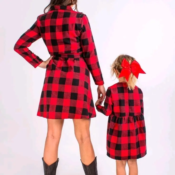 Couple mom and kids // Midi dress couple ibu dan anak perempuan // Couple baby Tartan // 2 in 1 baju ibu anak Pasangan 2