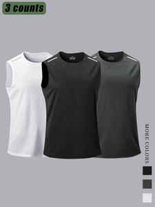 Camiseta sin mangas de color sólido para hombre, chaleco transpirable de secado rápido, camiseta sin mangas informal para correr de entrenamiento en el gimnasio, ropa de hombre para el verano