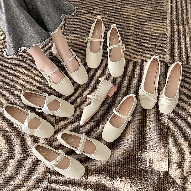 Soft Leather Mary Jane Women's Shoes 2024 Spring New Gentle Elegant Style French Style Classic Style Flat Bottom Comfort Shoes