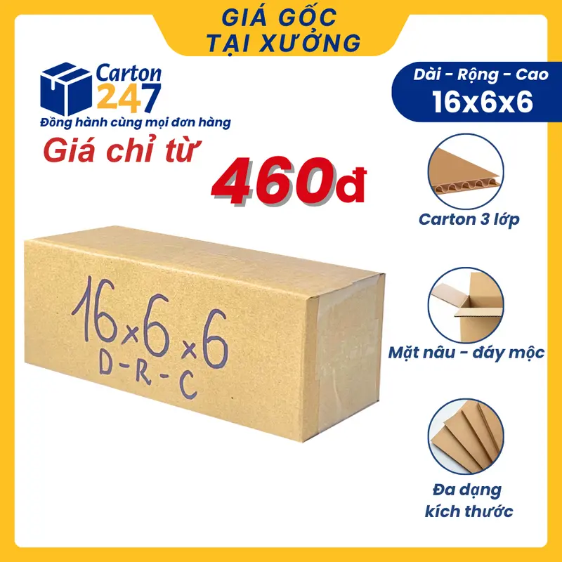 16x6x6 [Combo 10] Hộp giấy carton, hộp đóng hàng phụ kiện  giá rẻ - Carton 247 0