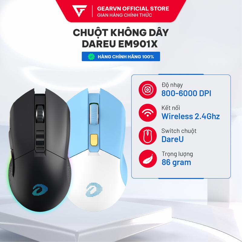 Chuột Không Dây DAREU EM901X (RGB/6000DPI/6 Nút/ Wireless 2.4 GHz) Chính Hãng Giá Rẻ