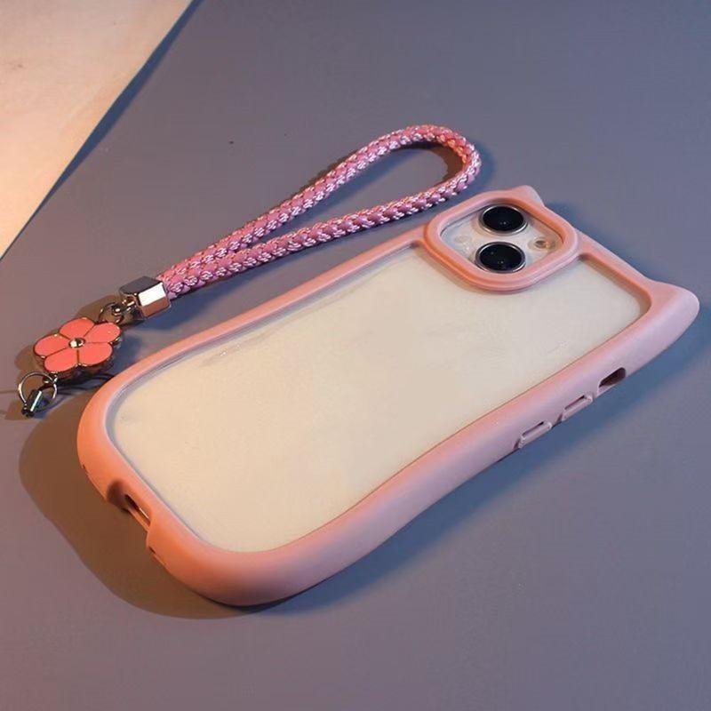 Ốp Điện Thoại Chống Sốc Silicon Mềm, Thiết Kế Tai Mèo Trong Suốt Acrylic Dễ Thương, Tương Thích Với iPhone 16, 15, 14, 13, 12, 11, Pro Max, 14, 15, 16 Plus, Đi Kèm Với Dây Treo Hoa Mận Phụ Kiện Kem