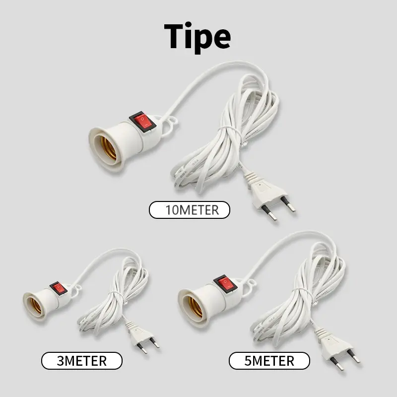 [HAO] Fitting Lampu Gantung Kabel 3m 3 Meter / 5m 5 Meter / 10m 10 Meter Fitting Lampu Gantung Saklar 1