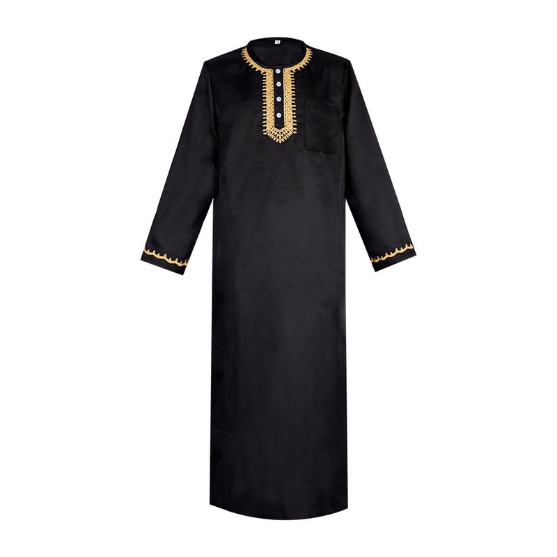 Halloween Cosplay Costume Arab Robe Loose Missionary Middle East Print Men Muslim Clothes 3