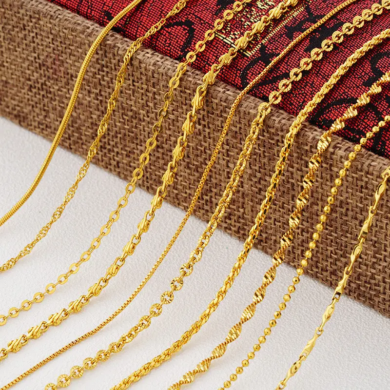 Gold Necklace Jewelry Women's Long-Time Non-Fading High-Grade Sense Niche Clavicle Chain Yiwu Copper Accessories Imitation Gold Chain
