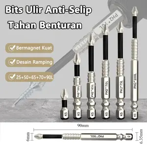 K5 Set Mata Obeng Tahan Benturan Antiselip, Magnet Kuat Kekerasan Tinggi Lintas Obeng