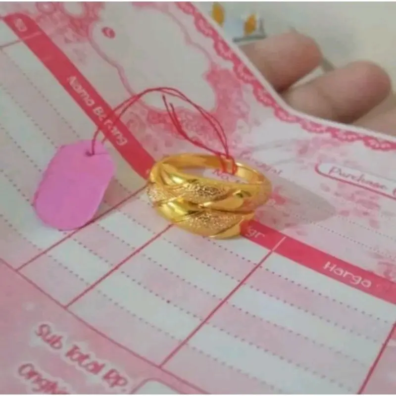 cincin ular koin 91 Malaysia asli kadar 88,9 anti luntur tidak mudah karatan Gold