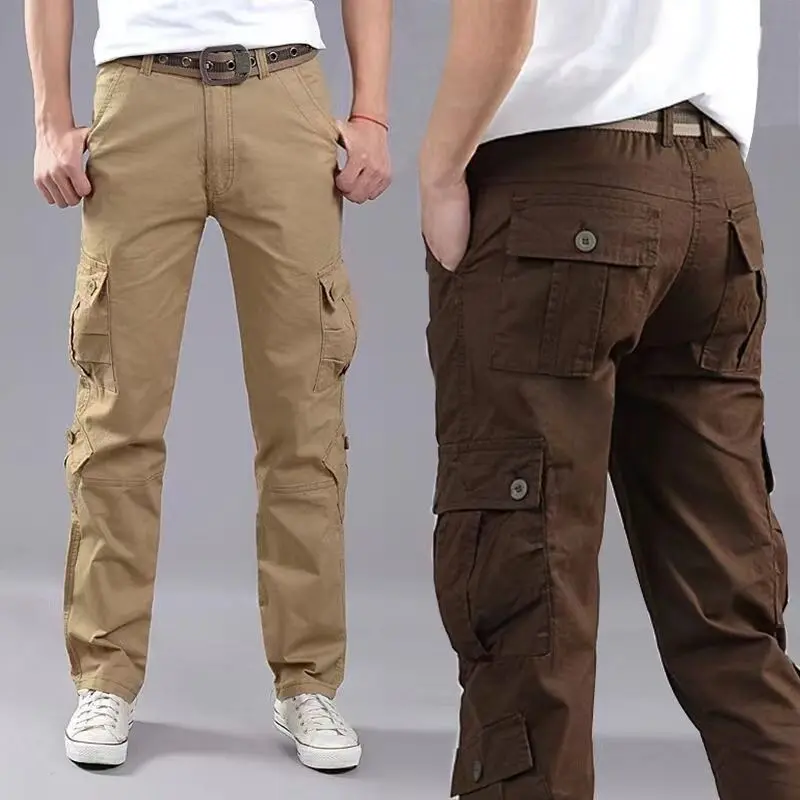 Autumn new multi-pocket casual pants men's loose overalls straight outdoor work pants large size military pants