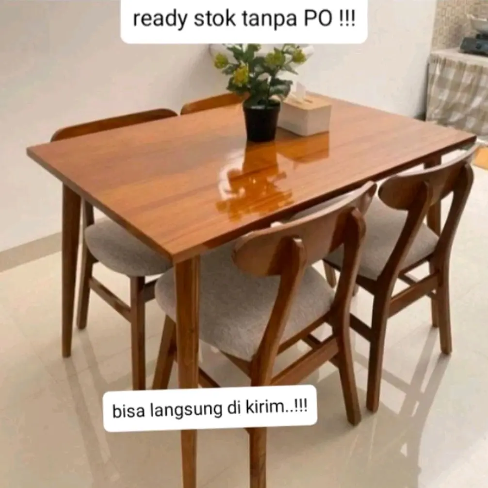 meja makan jati, 4 kursi ropan Jati Kayu