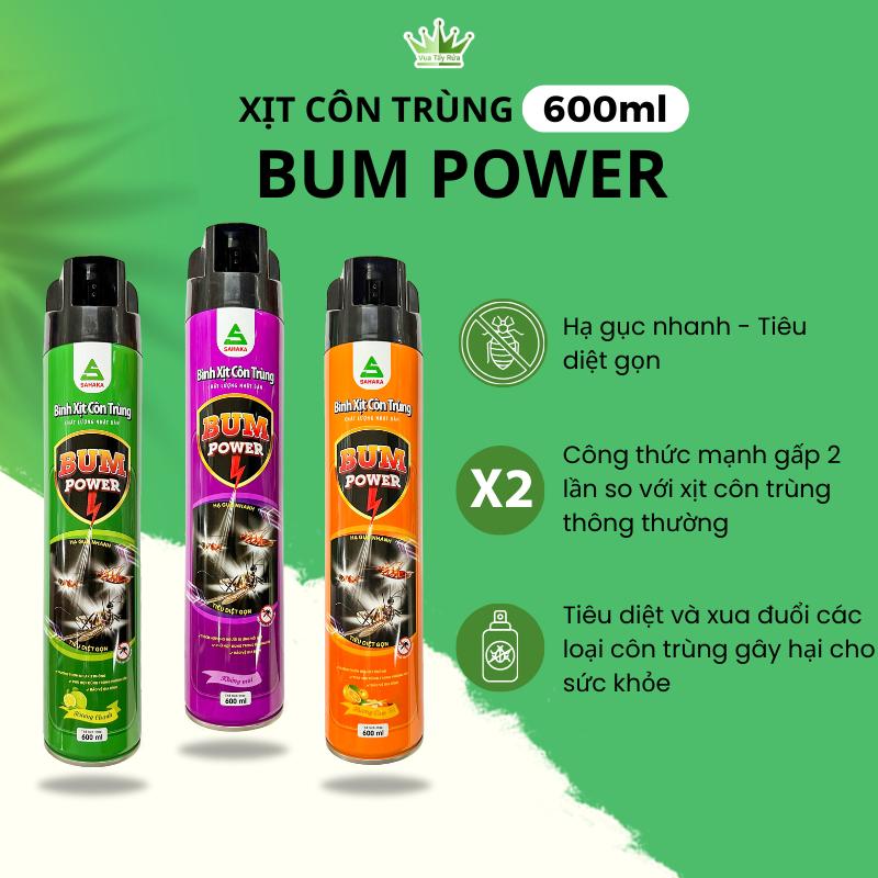 Bình xịt côn trùng Bum Power 600ml mùi hương dễ chịu tiêu diệt côn trùng an toàn cho gia đình