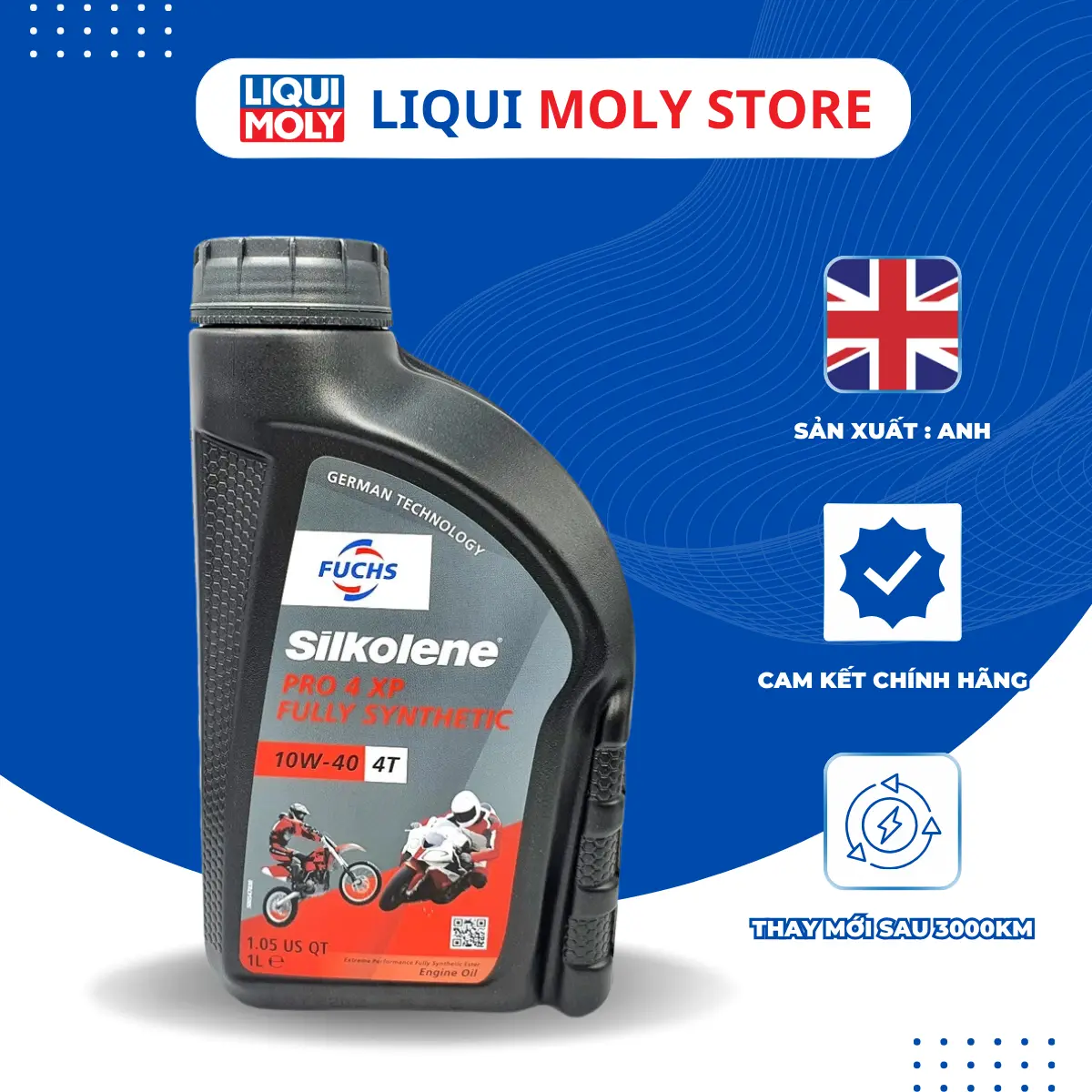 Fuchs Silkolene Pro XP nhớt tổng hợp siêu cao cấp cho xe số, côn tay moto - Sản xuất tại Anh
