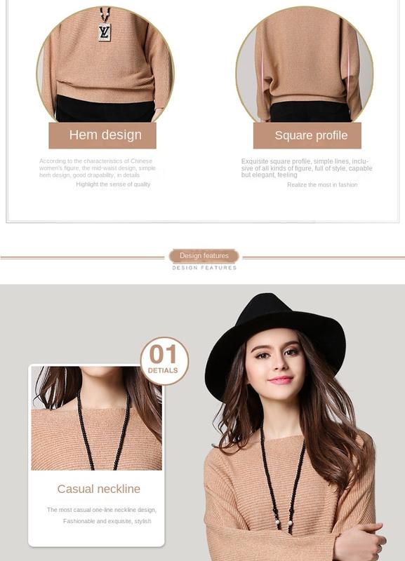 Product Introduction of 2024 European and American Knitwear for Autumn and Winter Solid Color Loose Long Sleeves Sweater Batwing Shirt Women Minimalist Lingerie Tops Womenswear Tops Comfort Knitting Basic 3