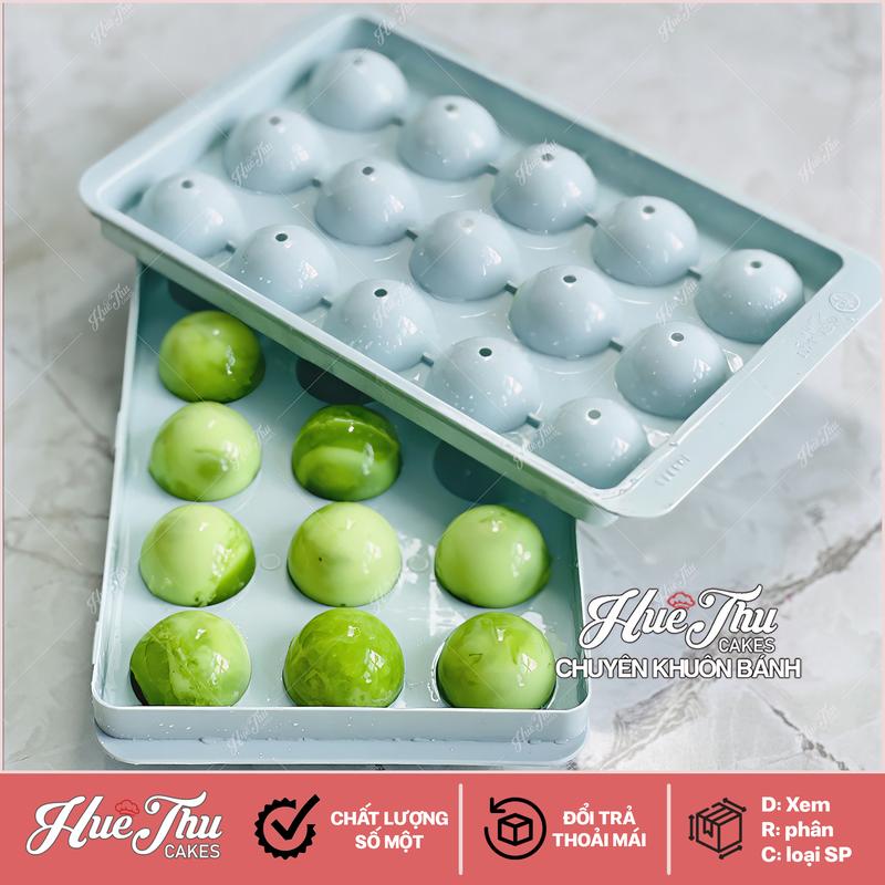  Khuôn rau câu khay đá Viên Bi Tròn làm bánh rau câu 3D 4D nhấn xôi fondant socola nến hanmade 