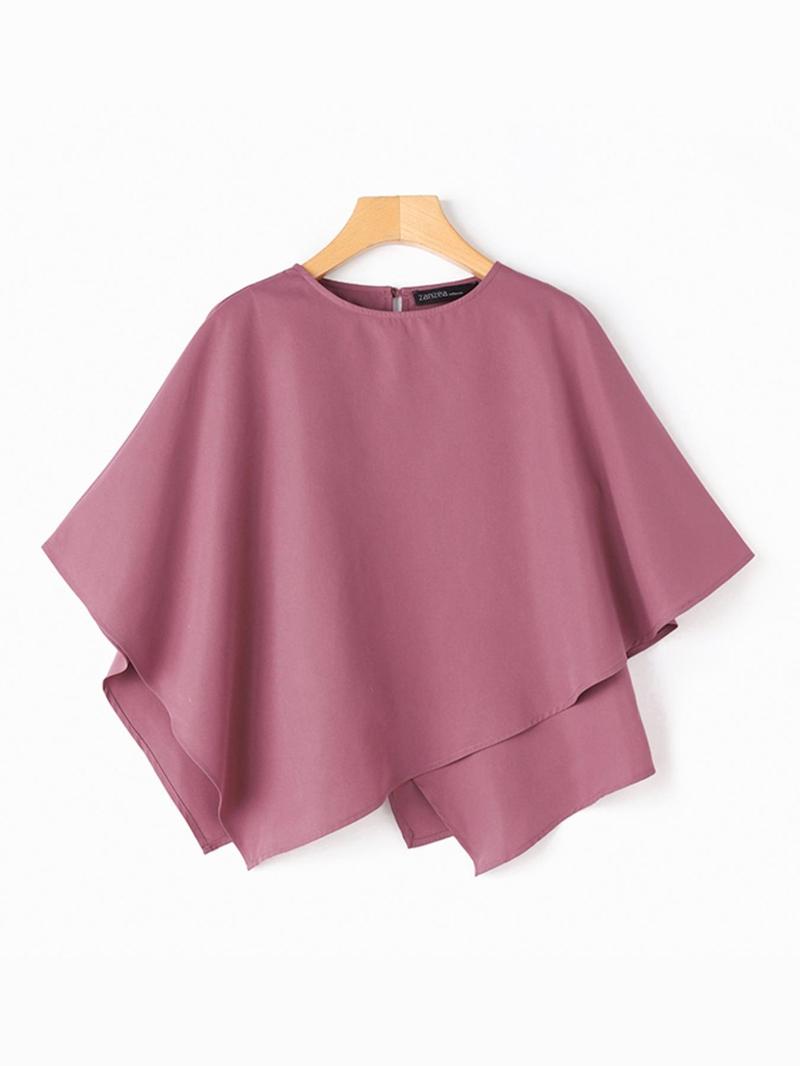 Product Introduction of Women's Plain Keyhole Neck 3/4 Sleeve Blouse, Casual Solid Color Top for Summer, Women's Clothing for Daily Wear 3