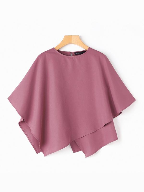 Women's Plain Keyhole Neck 3/4 Sleeve Blouse, Casual Solid Color Top for Summer, Women's Clothing for Daily Wear 2