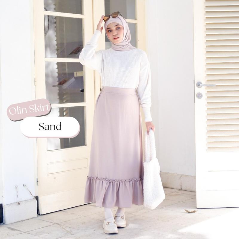 Olin Skirt / Rok Ruffle / Rok Korea Polos Cantik Karet 3