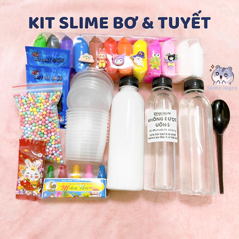 Bộ Kit 36 Món Đầy Đủ Nhất Làm Slime Bơ Slime Mây Clear Slime Butter&Cloud&Clear Slime - Tặng Kèm Màu Nước