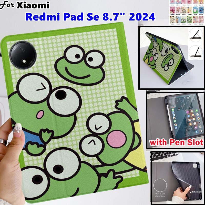 Ốp Bảo Vệ Thích Hợp Cho Xiaomi Redmi Pad Se 8.7 Inch 2024 SE 4G 8.7 "Ốp Máy Tính Bảng Ốp Chân Đế Lật Họa Tiết Anime Dòng Hoạt Hình Dễ Thương Có Khe Cắm Bút Làm Bằng Da PU