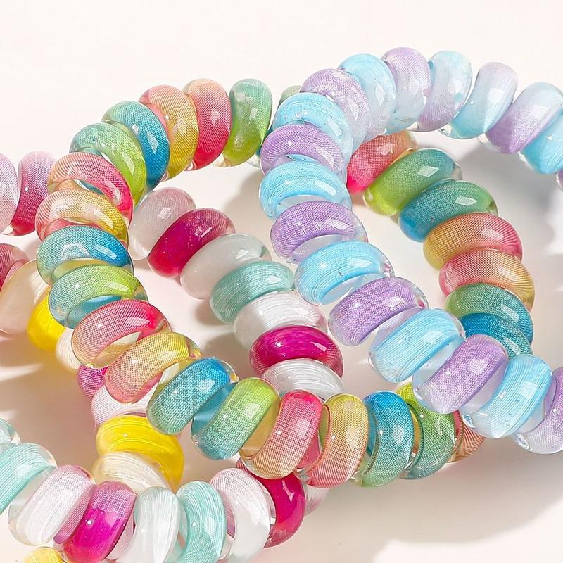 Product Introduction of Janpanese Hair Tie Stretch Spiral Cord Hair Ring Headwear Hair Rope Elastic Hair Tie Multicolor Scrunchies Multicolor Telephone Wire Hair Accessories 11
