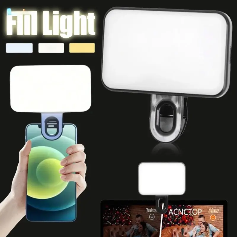 Đèn LED Selfie Mini 3 Chế Độ Dạng Kẹp Có Thể Điều Chỉnh Bảo Vệ Mắt Cho Điện Thoại Thông Minh / Laptop / Camera 0