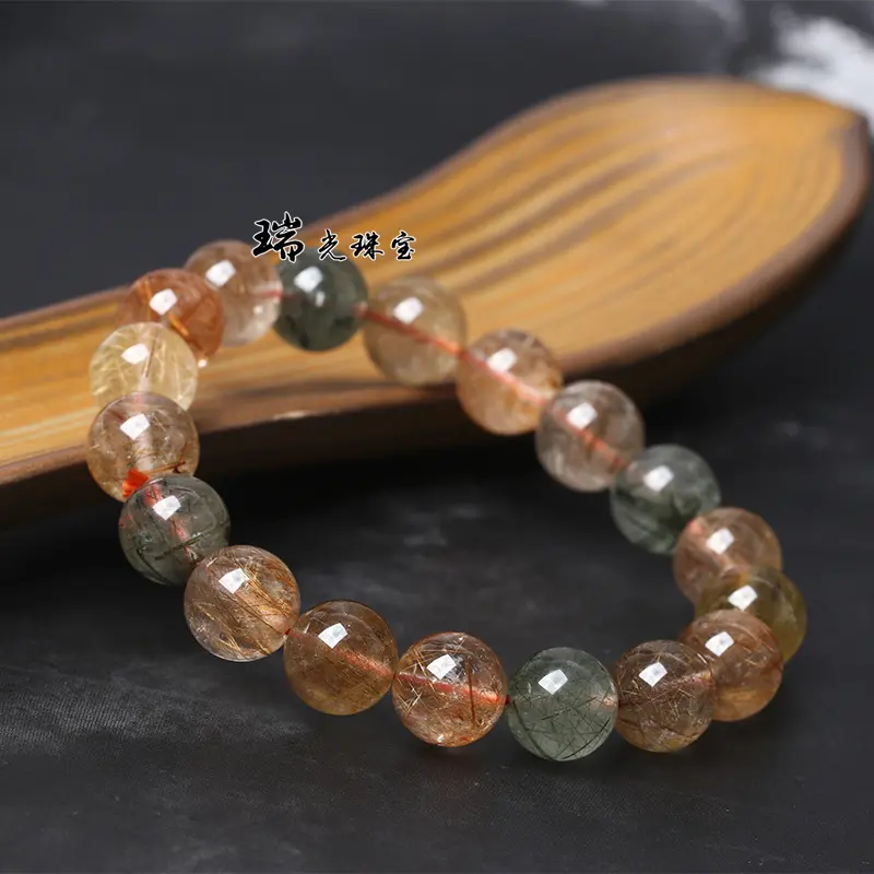 Color hair Crystal Wholesale natural multi-color color color hair crystal bracelet red green yellow hair Crystal colorful round beads mix and match accessories