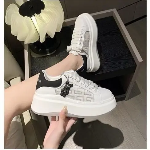 (Fullbox + Tag gấu ) Giày Thể Thao Đế Kếp phối lưới thoáng khí Đế 5cm phom đẹp Shoes Sneaker Nữ 2