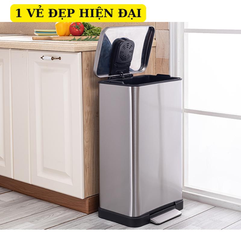 Thùng Rác Inox 20l 30l Cao Cấp Chống Bám Vân Tay Tobin