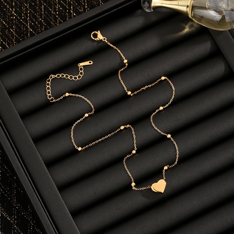 Product Introduction of 1-2 Pcs Love Titanium Steel Necklace+Bracelet with Female Niche Design 18K Gold Lock Bone Chain New Necklace with Accessory Pendant 2