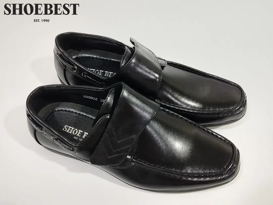 Shoebest Black Leather Shoes for Teens "Ewing" 5902 Footwear Walking Shoes