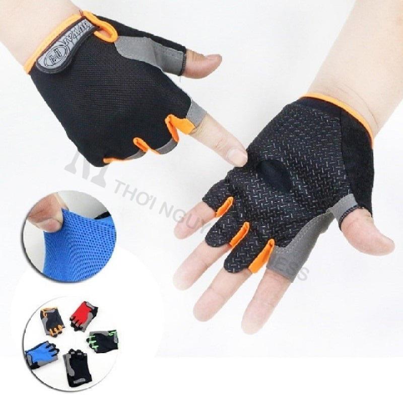 Găng Tay Tập Gym Huwai Hở Ngón Chất Liệu Da Lộn - Bao Tay Tập Tạ - Lái Xe - Phượt - Leo Núi - Đi Xe Đạp 5