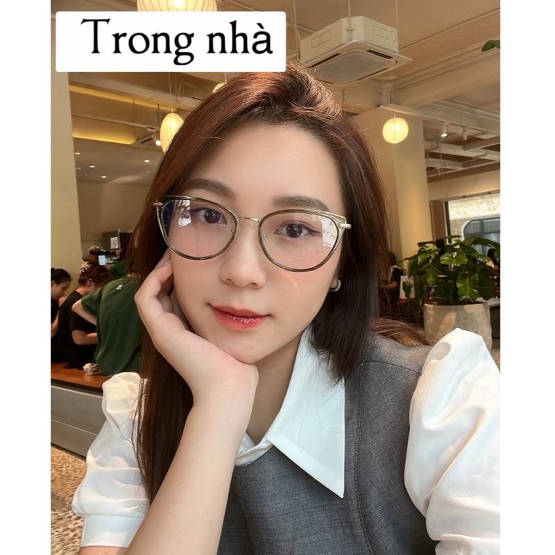 Kính mắt Daily-KM87-Kính Đổi màu dáng mắt mèo Basic,chất liệu nhựa cao cấp phối kim loại,ra nắng có đổi màu kính  cảm biến nhiệt