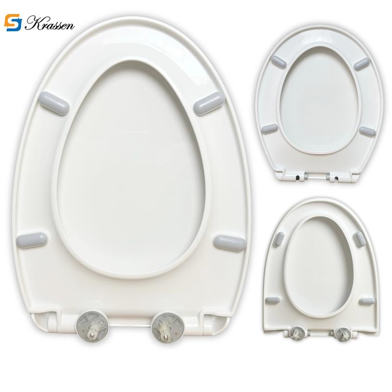 KS.10 - Nắp bồn cầu đóng mở rơi êm hình trứng, mũi nhọn. Chất liệu nhựa PP nguyên sinh cao cấp. Kích thước rộng 36cm, dài 45cm. Thay thế bồn cầu 1 khối. Màu trắng sữa phủ bóng chống ố. Bảo Hành 2 năm.