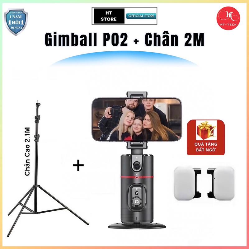 [ MUA 1 TẶNG 2 ]BỘ GIMBAL PO2 AI [ TẶNG KÈM 2 ĐÈN LED ] Tự Động Xoay 360% Nhận Diện Chủ Thể .Khuôn Mặt .Nhận Lệnh Bàn Tay .Hỗ Trợ Quay Video.Làm Tiktoc .Vlong.[HT STORE ] Kem Selfie Phụ Kiện