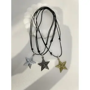 KALUNG TALI LIONTIN BINTANG MODEL PUNK PRIA DAN WANITA