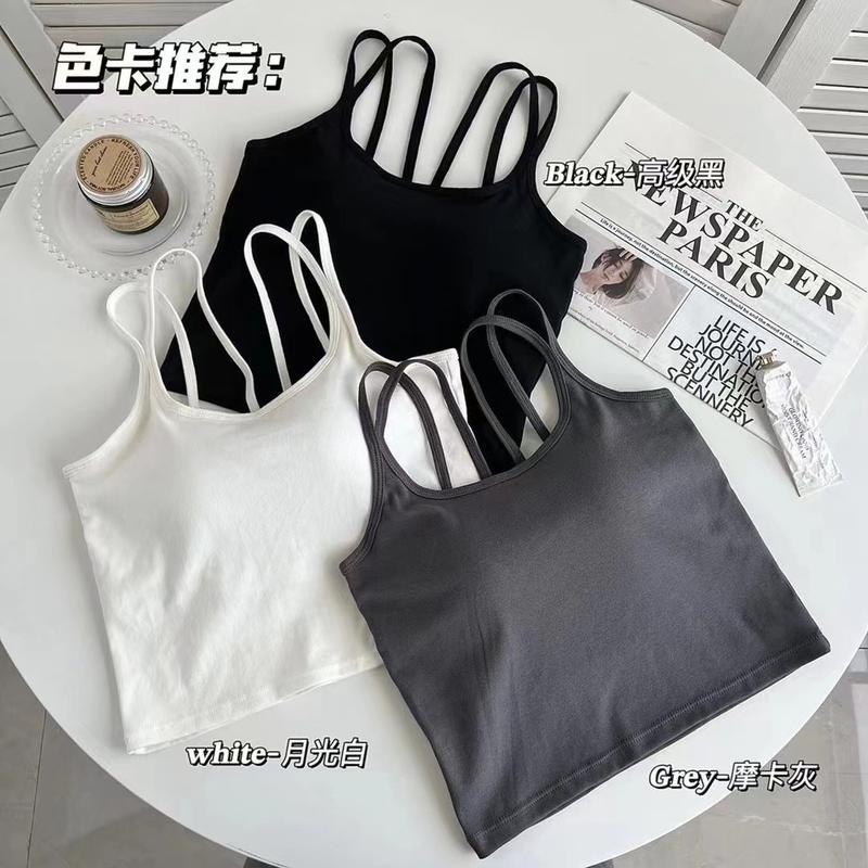 Product Introduction of Summer Korean Style Cross Camisole Women with Chest Pad One-Piece Outer Wear Short Beauty Back Wrapped Chest Bottoming Top Women 4