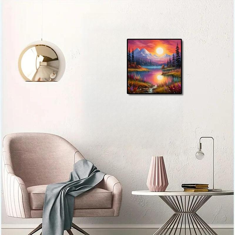 Sunset & Forest Pattern  DIY Diamond Arts Colorful Painting Kit without Frame, DIY Decorative Art Picture for Beginner, Wall Art Decor for Home Living Room Bedroom 4