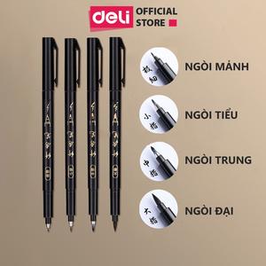 Bút viết thư pháp chữ Hán Calligraphy Deli - brush pen nhiều kích cỡ ngòi phù hợp học tiếng Trung Hàn Nhật...