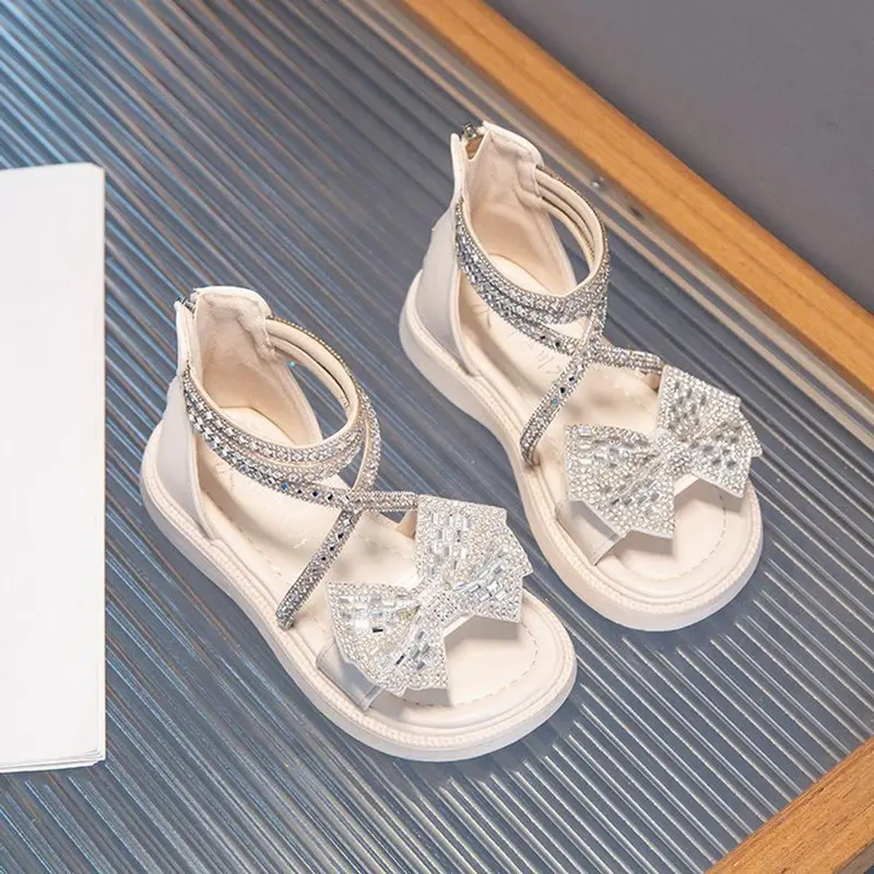 Sandal bé gái đi học, đi chơi, dép chiến binh nơ đính đá phong cách công chúa, sang trọng cho bé yêu SDG13 5