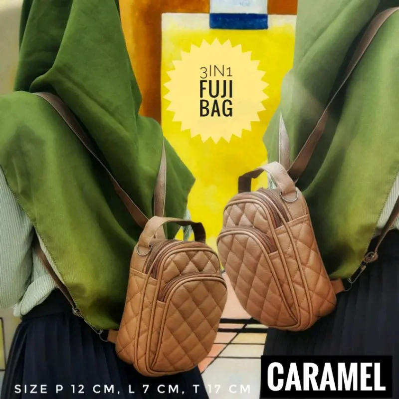 FUJI 3IN1 BAG- TAS KECIL STYLISH 3 RUANG TAS MULTIFUNGSI BISA DITENTENG / SLEMPANG / RANSEL 2